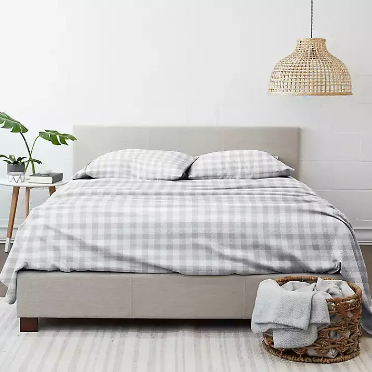 Kirklands Home Gray Country Plaid 4-pc. California King Sheet Set Discount