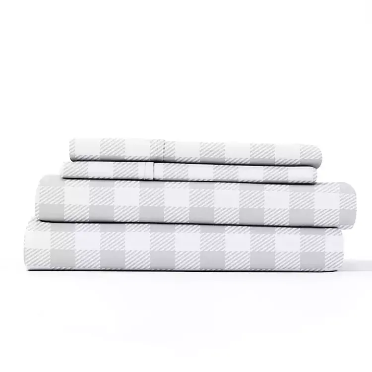 Kirklands Home Gray Country Plaid 4-pc. California King Sheet Set Discount