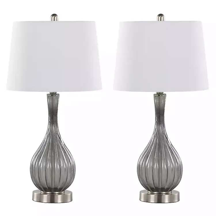 Kirklands Home Crackle Glass Teardrop Table Lamps, Set of 2 Gray Outlet