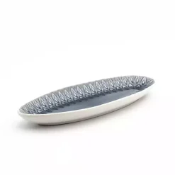 Kirklands Home Crackle Glaze Peacock Appetizer Platter Gray Outlet