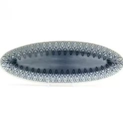 Kirklands Home Crackle Glaze Peacock Appetizer Platter Gray Outlet