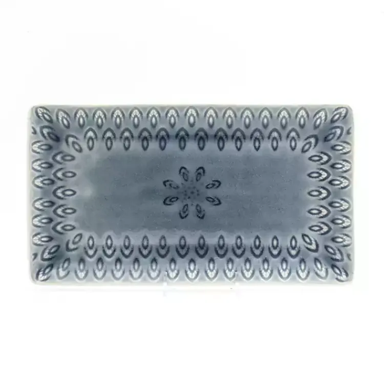 Kirklands Home Crackle Glaze Peacock Rectangular Platter Gray Discount
