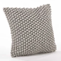 Pillows>Kirklands Home Crochet Pom Pom Cotton Pillow Gray