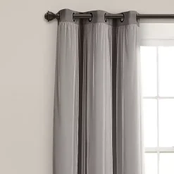 Kirklands Home Curtain Panel Set with Overlay, 95 in. Gray Online