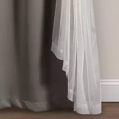 Kirklands Home Curtain Panel Set with Overlay, 95 in. Gray Online