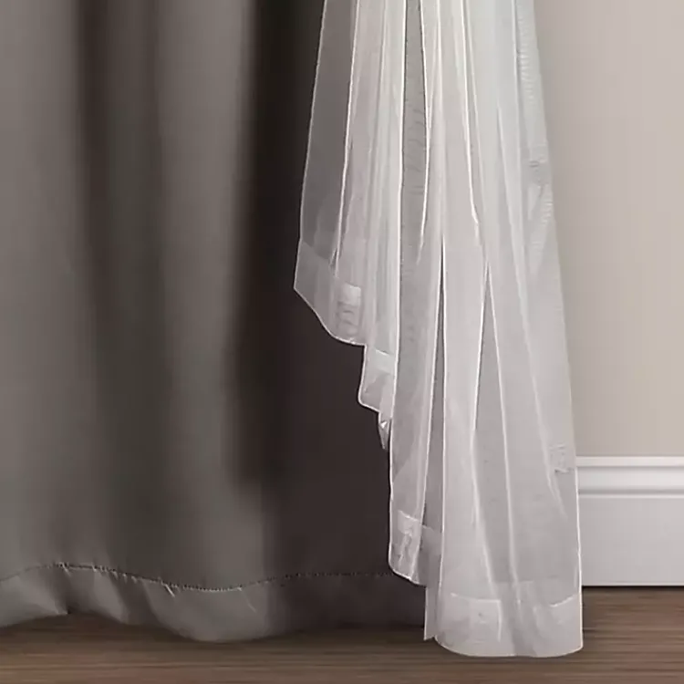 Kirklands Home Curtain Panel Set with Overlay, 95 in. Gray Online