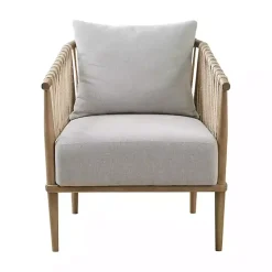 Kirklands Home Curved Wood and Jute Rope Accent Chair Gray