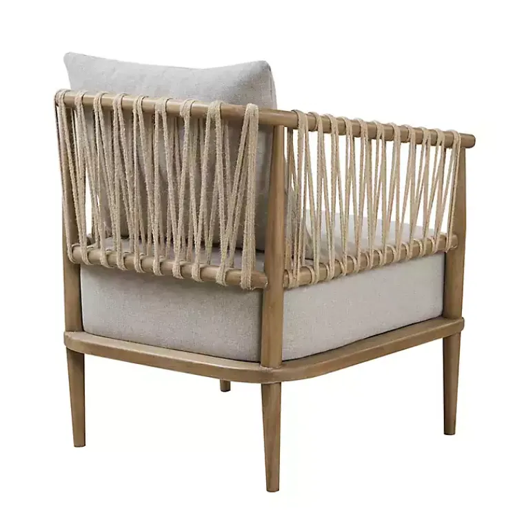 Kirklands Home Curved Wood and Jute Rope Accent Chair Gray