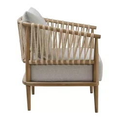 Kirklands Home Curved Wood and Jute Rope Accent Chair Gray