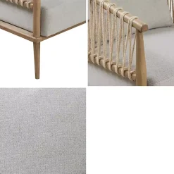 Kirklands Home Curved Wood and Jute Rope Accent Chair Gray