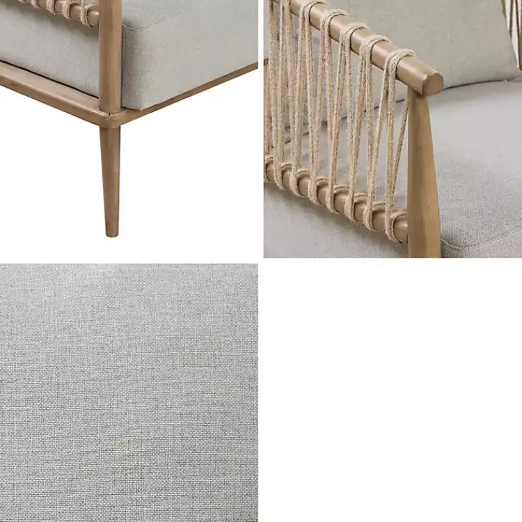 Kirklands Home Curved Wood and Jute Rope Accent Chair Gray