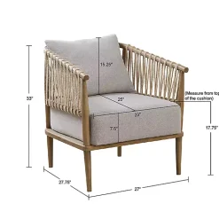 Kirklands Home Curved Wood and Jute Rope Accent Chair Gray