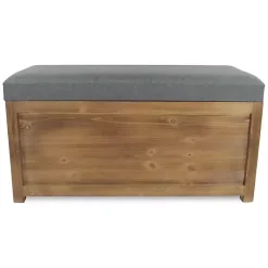Kirklands Home Cushioned Storage Benches, Set of 2 Gray Outlet