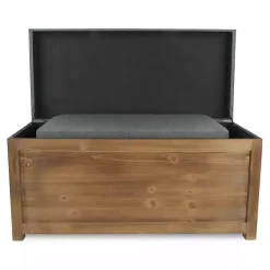 Kirklands Home Cushioned Storage Benches, Set of 2 Gray Outlet