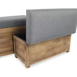Kirklands Home Cushioned Storage Benches, Set of 2 Gray Outlet