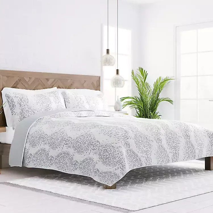 Kirklands Home Gray Damask Reversible 2-pc. Twin Quilt Set Online