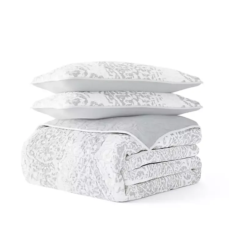 Kirklands Home Gray Damask Reversible 2-pc. Twin Quilt Set Online