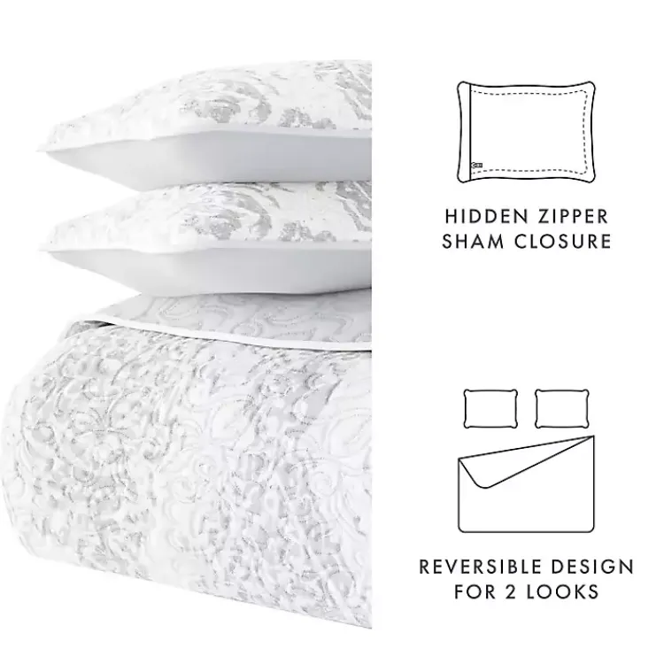 Kirklands Home Gray Damask Reversible 2-pc. Twin Quilt Set Online