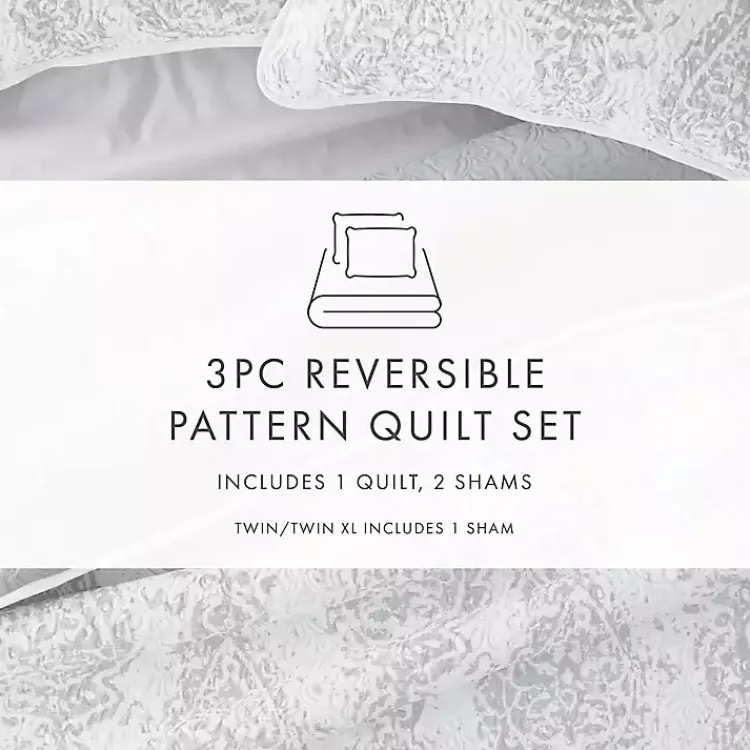 Kirklands Home Gray Damask Reversible 2-pc. Twin Quilt Set Online