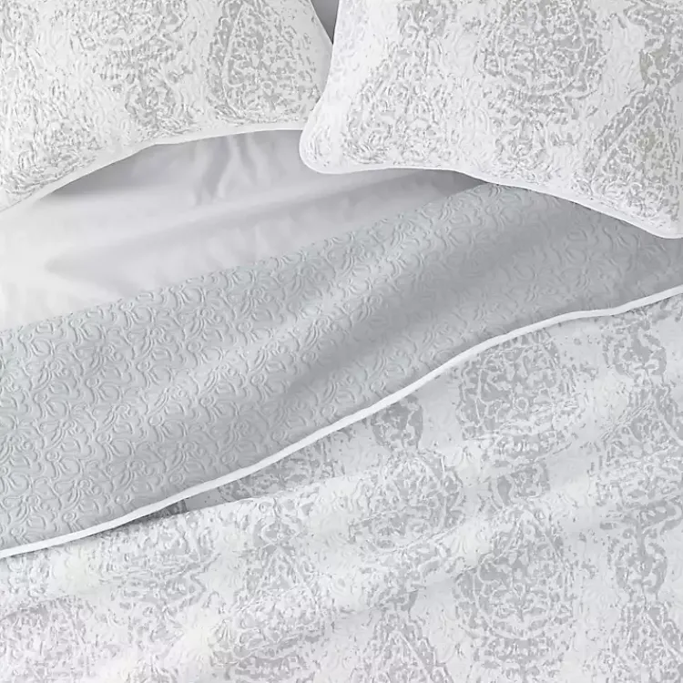 Kirklands Home Gray Damask Reversible 3-pc. King Quilt Set Discount