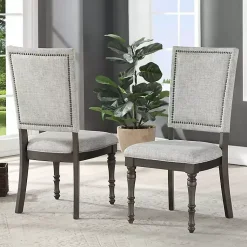 Kirklands Home Dawson Upholstered Dining Chairs, Set of 2 Gray Hot