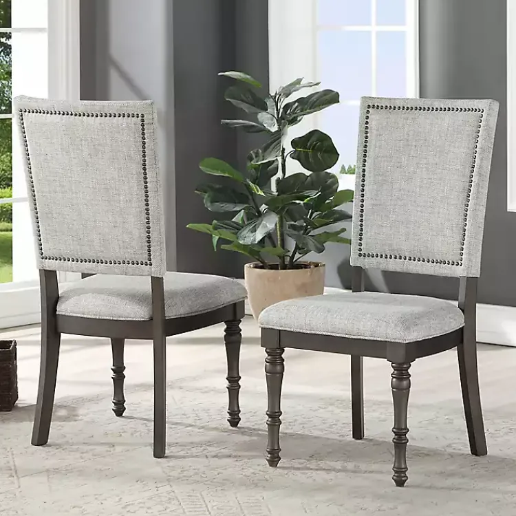 Kirklands Home Dawson Upholstered Dining Chairs, Set of 2 Gray Hot