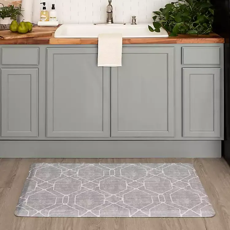 Kirklands Home Diamond Cushioned Kitchen Mat Gray Sale