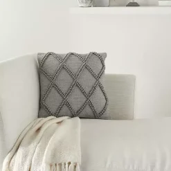 Pillows>Kirklands Home Diamond Lattice Throw Pillow Gray
