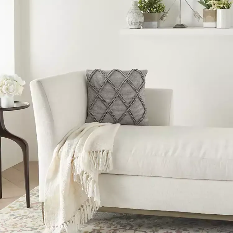 Pillows>Kirklands Home Diamond Lattice Throw Pillow Gray