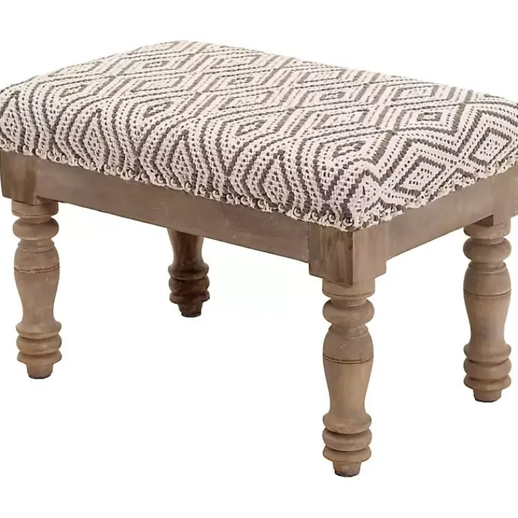 Kirklands Home Gray Diamond Upholstered Ottoman Online