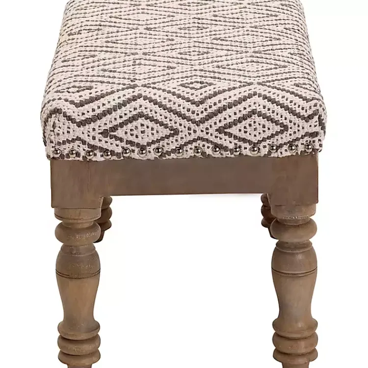 Kirklands Home Gray Diamond Upholstered Ottoman Online