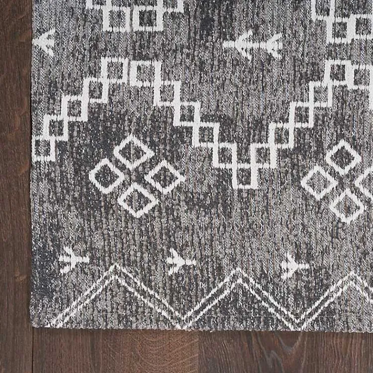 Kirklands Home Gray Distressed Geo Markings Accent Rug, 2x3 New
