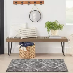 Kirklands Home Gray Distressed Geo Markings Accent Rug, 2x3 New