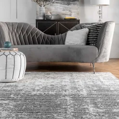 Kirklands Home Gray Distressed Power Loomed Area Rug, 12x15 Hot