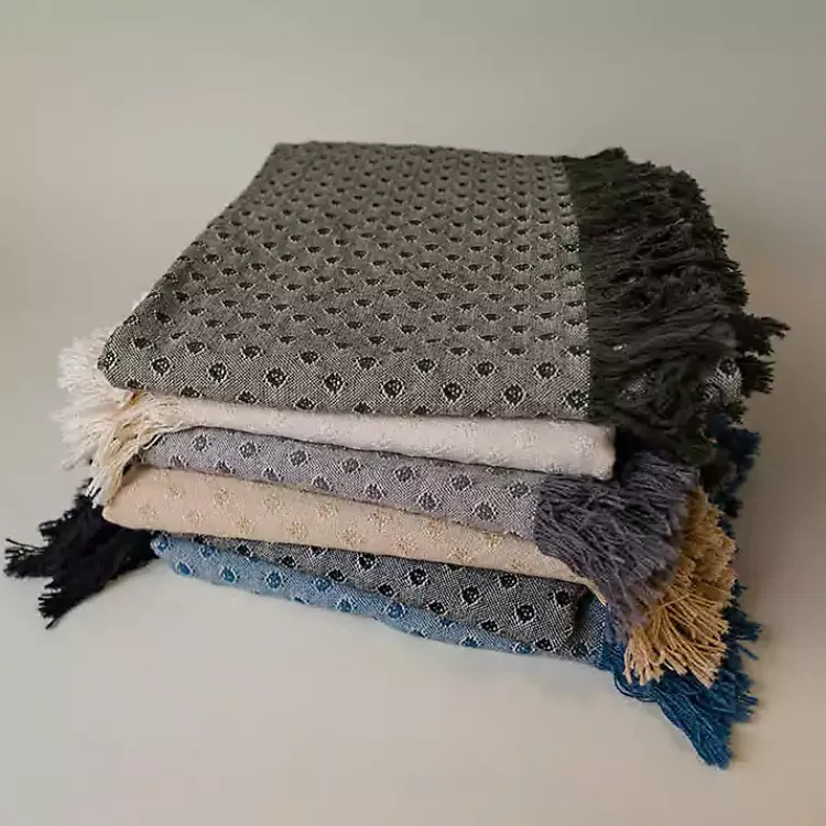 Blankets & Throws>Kirklands Home Dotted Woven Throw Gray