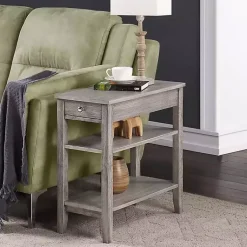Kirklands Home Double Shelf Wood Accent Table Gray Outlet