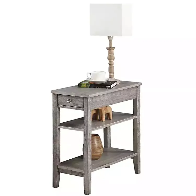 Kirklands Home Double Shelf Wood Accent Table Gray Outlet