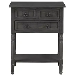 Kirklands Home 3-Drawer Turned Legs Accent Table Gray Clearance
