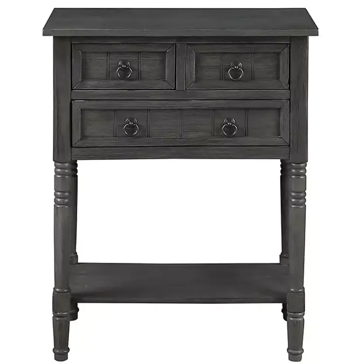 Kirklands Home 3-Drawer Turned Legs Accent Table Gray Clearance