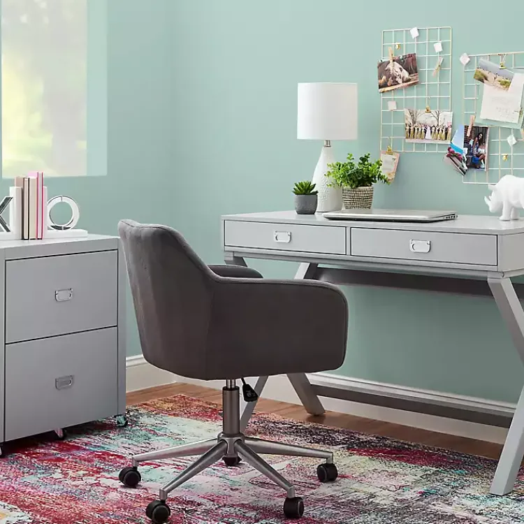 Kirklands Home 2-Drawer X-Frame Desk Gray Best