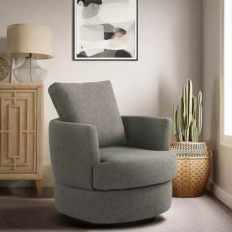 Kirklands Home Elmhurst Swivel Accent Chair Gray Clearance