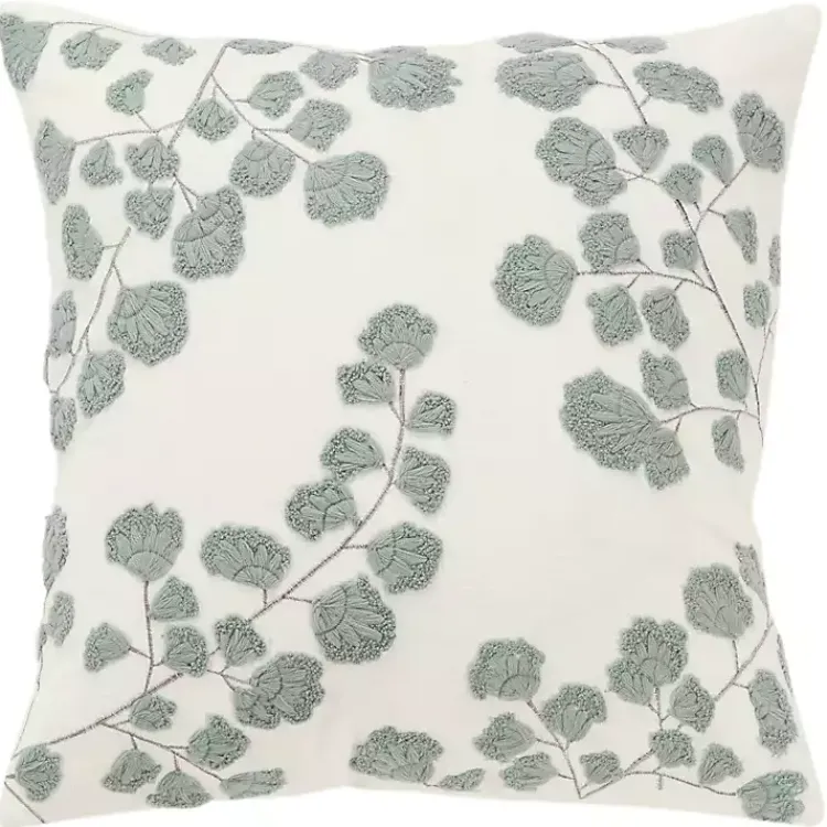 Pillows>Kirklands Home Gray Embroidered Floral Throw Pillow