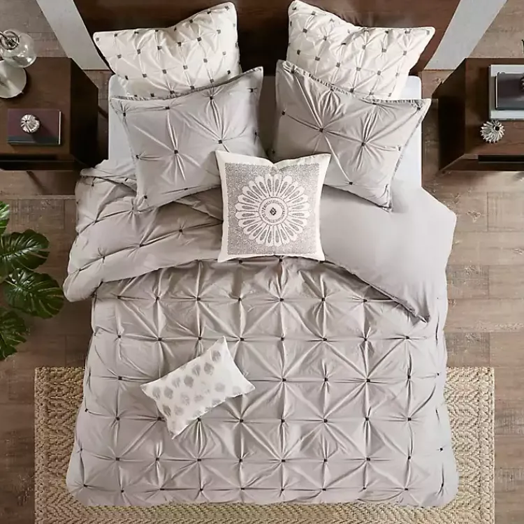 Pillows>Kirklands Home Gray Embroidered Modern Medallion Accent Pillow