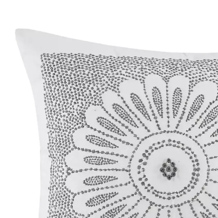 Pillows>Kirklands Home Gray Embroidered Modern Medallion Accent Pillow