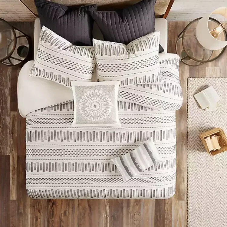 Pillows>Kirklands Home Gray Embroidered Modern Medallion Accent Pillow