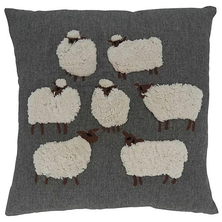 Pillows>Kirklands Home Embroidered Sheep Accent Pillow Gray