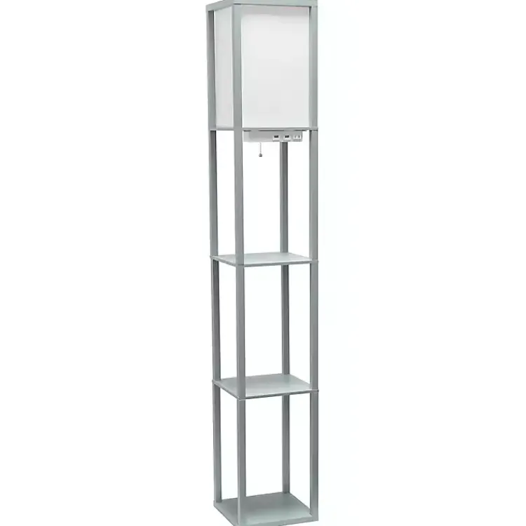 Kirklands Home Etagere Shelf Charging Floor Lamp Gray Outlet