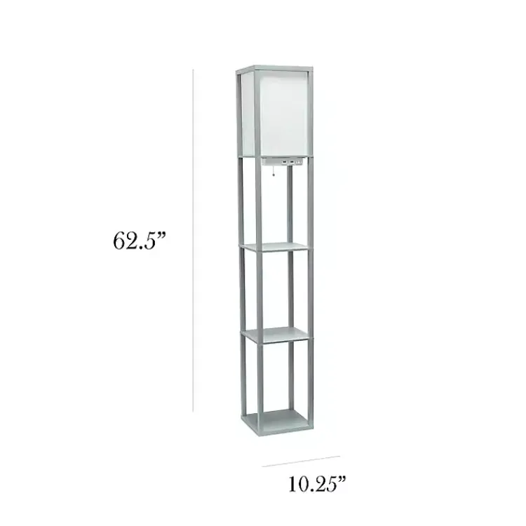 Kirklands Home Etagere Shelf Charging Floor Lamp Gray Outlet