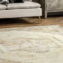 Kirklands Home Gray Faded Medallion Washable Area Rug, 4x6 New
