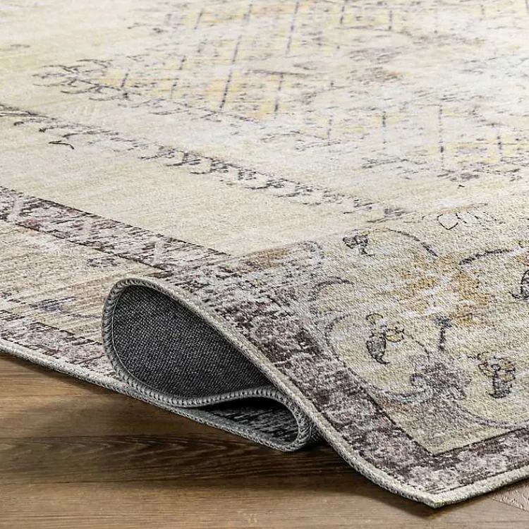 Kirklands Home Gray Faded Medallion Washable Area Rug, 4x6 New